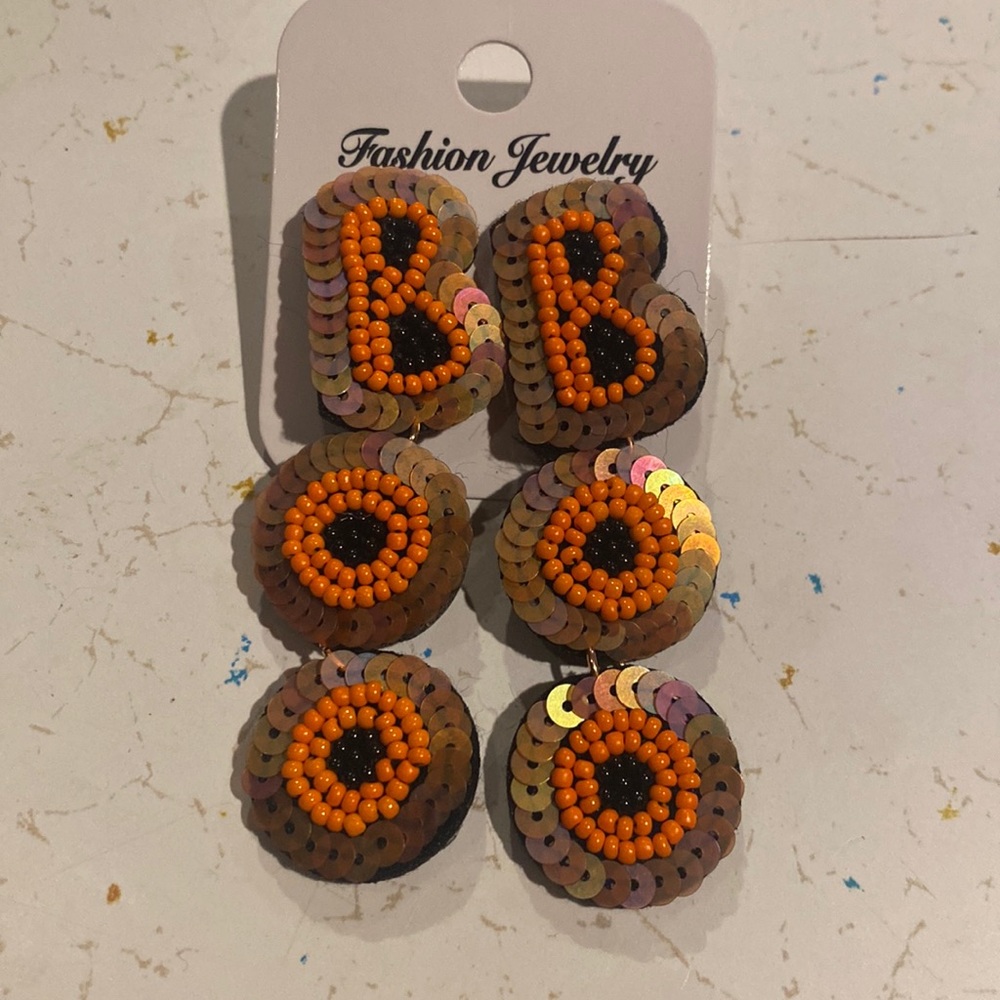 Sequin and Beaded BOO earrings